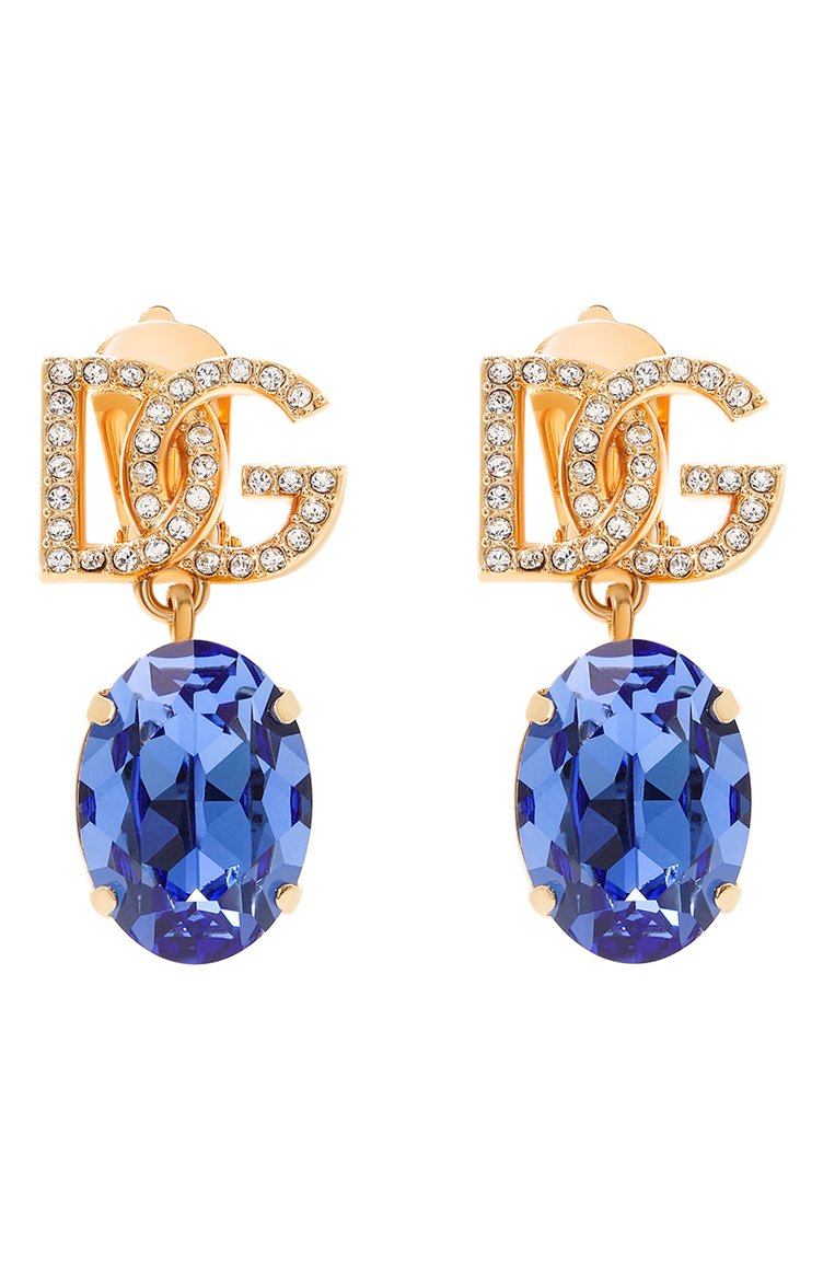 Женская клипсы DOLCE & GABBANA синего цвета, арт. WEP6S3/W1111/G0LD | Фото 1 (Женское Кросс-КТ: Клипсы-серьги; Нос: Не проставлено; Региональные ограничения б�елый список (Axapta Mercury): Не проставлено; Материал: Металл)