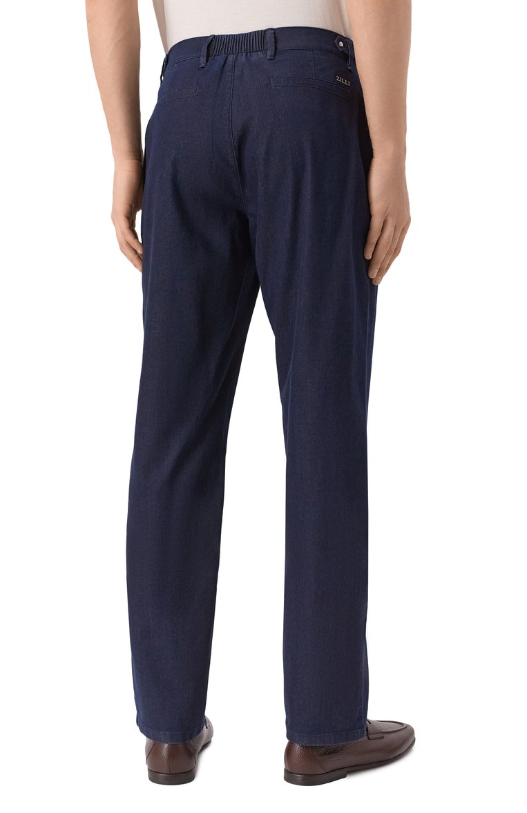 Мужские джинсы regular fit ZILLI темно-синего цвета, арт. CP811BM0422VZLE00 | Фото 4 (Длина (брюки, джинсы): Стандартные; Силуэт М (брюки): Прямые; Кросс-КТ: Деним; Материал внешний: Деним, Хлопок; Стили: Классический; Автоматизация состава: Проставлено; Детали: Однотонный; Автоматизация ТО: Проставлено)