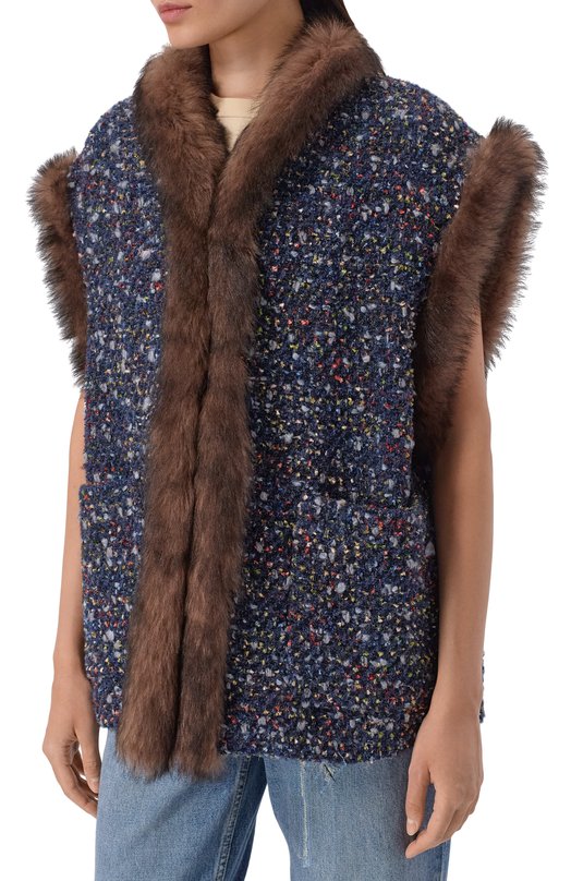 Жилет с отделкой из ягненка Valentino 8B3CF0T0/9WT Синий  8B3CF0T0/9WT Фото 3