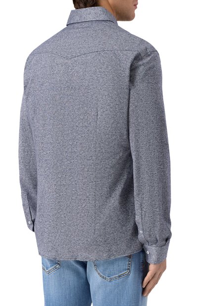 Рубашка изо льна и хлопка BRUNELLO CUCINELLI, арт. MW8356666, фото 4