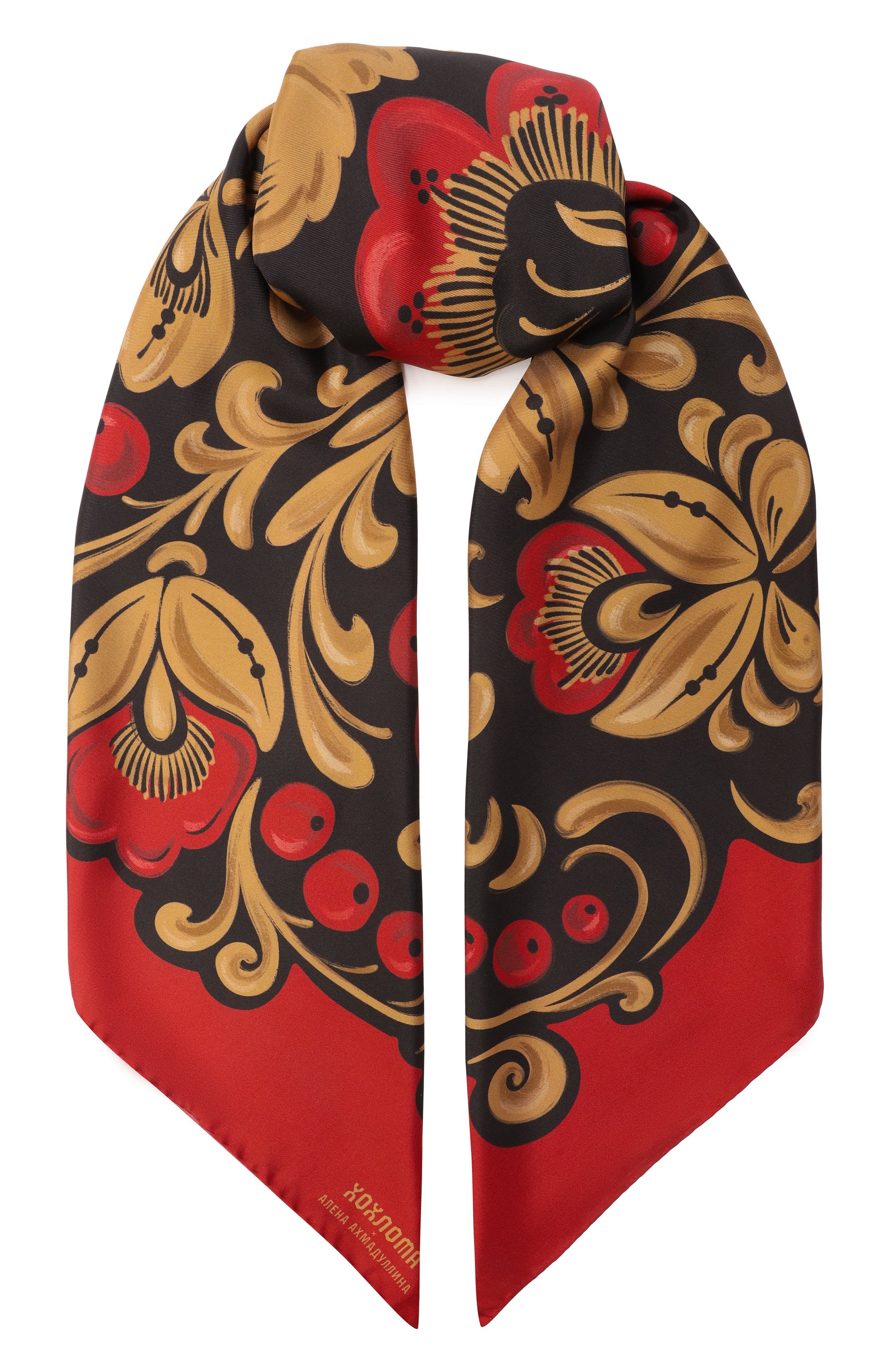 Шелковая шаль ХОХЛОМА Х АЛЕНА АХМАДУЛЛИНА, арт. WTA111S, фото 1