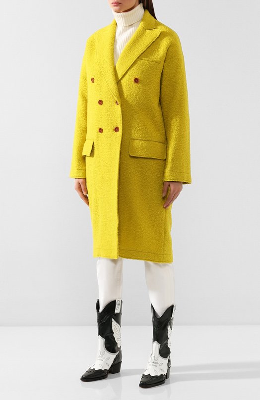 Двубортное пальто из шерсти Jejia Жёлтый, фото 3