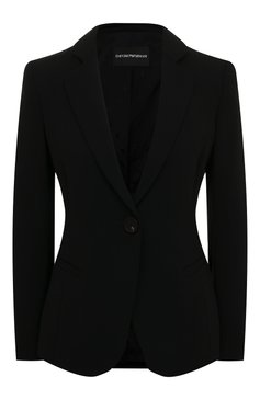 Женский шерстяной жакет EMPORIO ARMANI черного цвета, арт. 0NG3BT/02002 | Фото 1 (Материал подклада: Вискоза; Материал внешний: Шерсть; Рукава: Длинные; Длина (для топов): Стандартные; Стили: Классический; Женское Кросс-КТ: Жакет-одежда; 1-2-бортные: Однобортные; Случай: Формальный; Драгоценные камни: Проставлено; Материал сплава: Проставлено; Региональные ограничения белый список (Axapta Mercury): Не проставлено)