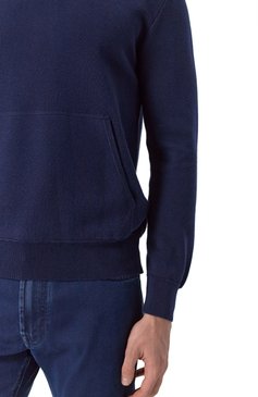 Мужской худи CANALI темно-синего цвета, арт. C1076/MK02276 | Фото 5 (Длина (для топов): Стандартные; Рукава: Длинные; Мужское Кросс-КТ: Худи-одежда; Принт: Без принта; Стили: Кэжуэл; Материал внешний: Хлопок, Синтетический материал)