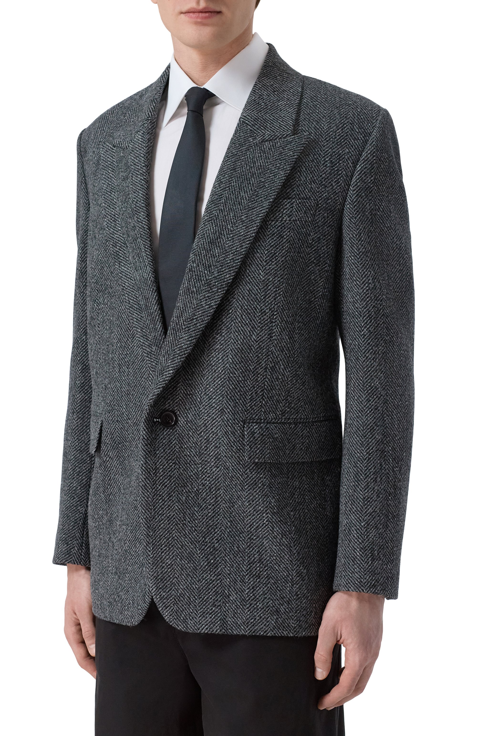 Шерстяной пиджак SAINT LAURENT темно-серого цвета по цене 446500 руб., арт. 837196/Y3D06, фото 3 Шерстяной пиджак SAINT LAURENT, арт. 837196/Y3D06, фото 3