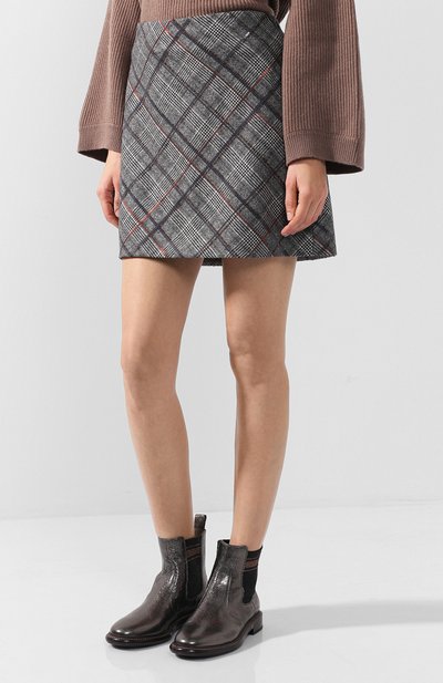 Шерстяная мини-юбка в клетку BRUNELLO CUCINELLI, арт. MA598G2745, фото 3