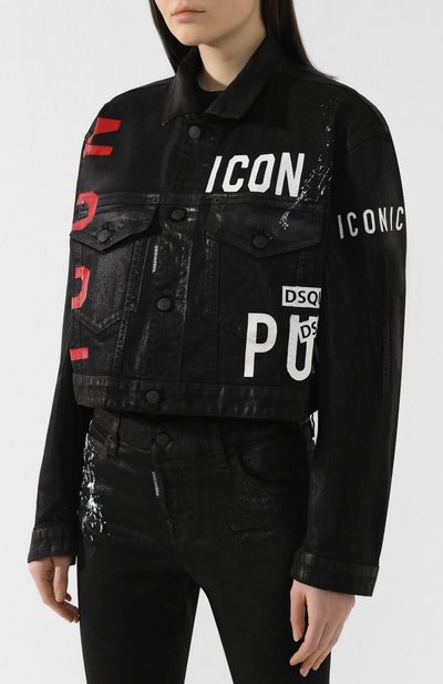 Джинсовая куртка DSQUARED2 черного цвета по цене 48700 руб., арт. S75AM0630/S39781, фото 3 Джинсовая куртка DSQUARED2, арт. S75AM0630/S39781, фото 3