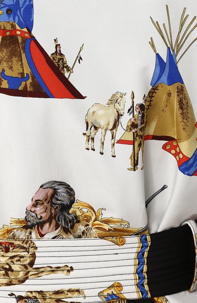 Двустороннее пальто из смеси хлопка и шелка с поясом и принтом VERSACE, арт. A79423/A225756, фото 5