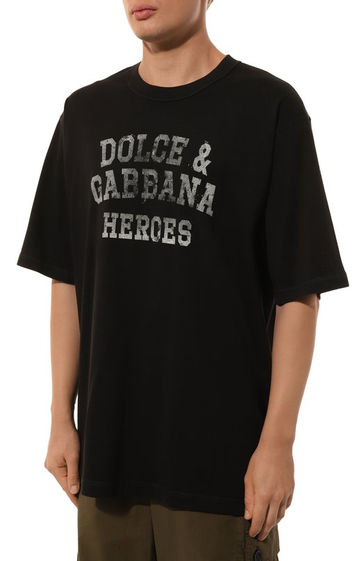 Хлопковая футболка Dolce & Gabbana G8PN9T/G7NSU Чёрный  G8PN9T/G7NSU Фото 3