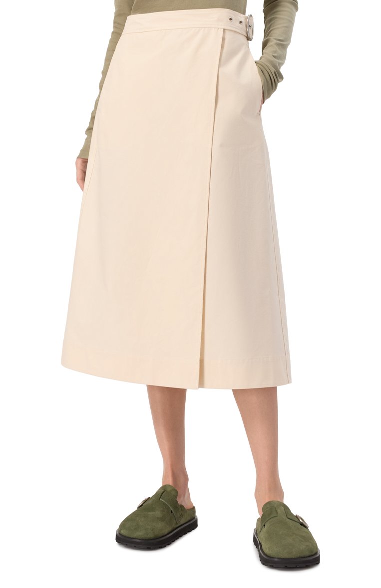 Женская хлопковая юбка JIL SANDER кремового цвета, арт. J40MA0168-J45296 | Фото 3 (Автоматизация ТО: Проставлено; Автоматизация состава: Проставлено; Материал внешний: Хлопок; Длина Ж (юбки, платья, шорты): Миди; Стили: Повседневный)