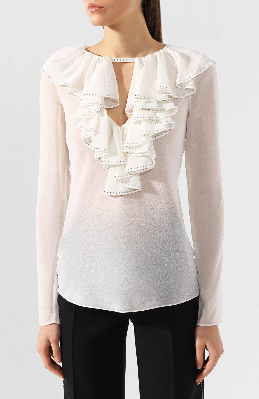 Блузка PHILOSOPHY DI LORENZO SERAFINI белого цвета по цене 53000 руб., арт. A0213/5717, фото 3 Блузка PHILOSOPHY DI LORENZO SERAFINI, арт. A0213/5717, фото 3