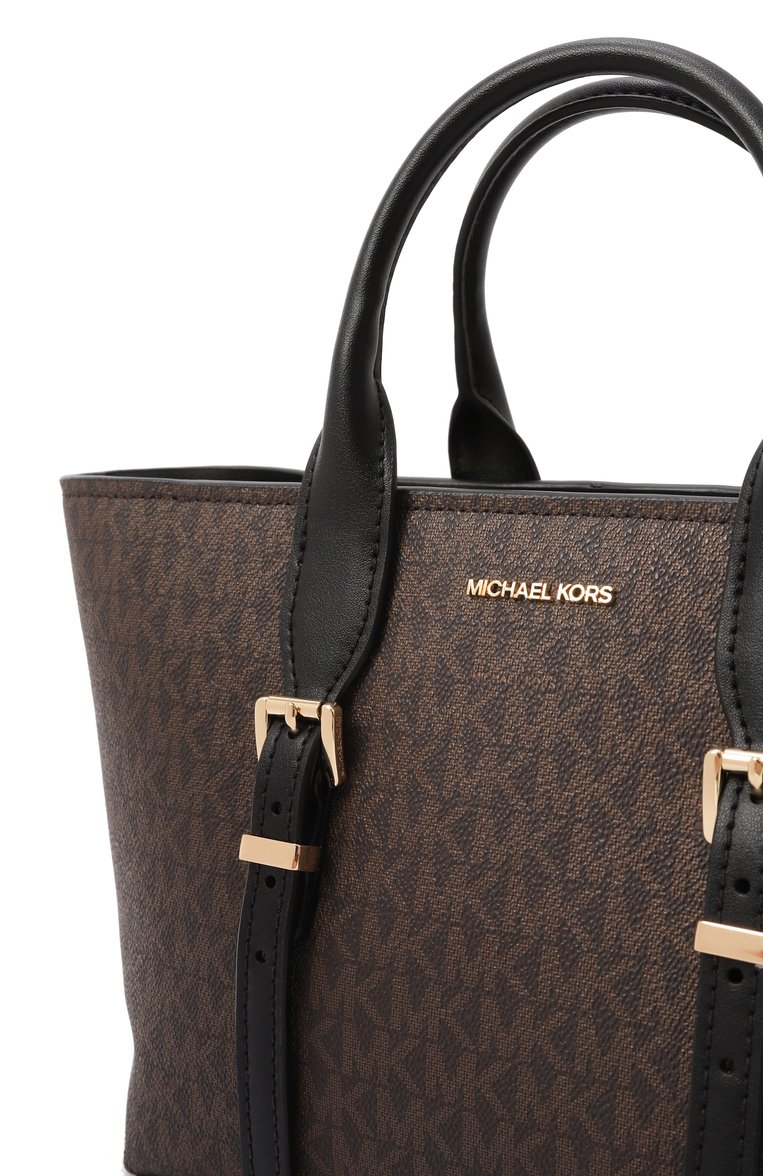Женская сумка moore small MICHAEL MICHAEL KORS коричневого цвета, арт. 30R5G90S1B | Фото 3 (Ремень/цепочка: На ремешке; Размер: small; Материал: Экокожа, Канва)