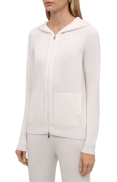 Кашемировый кардиган LORO PIANA белого цвета по цене 190000 руб., арт. FAG3599, фото 3 Кашемировый кардиган LORO PIANA, арт. FAG3599, фото 3