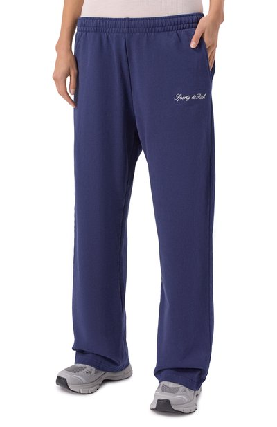 Хлопковые брюки SPORTY AND RICH темно-синего цвета по цене 29300 руб., арт. PA05568326BL106, фото 3 Хлопковые брюки SPORTY AND RICH, арт. PA05568326BL106, фото 3