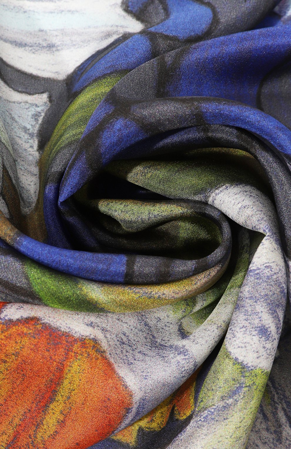 Шелковый платок ирисы GOURJI синего цвета по цене 22980 руб., арт. 91135137/4481108, фото 3 Шелковый платок ирисы GOURJI, арт. 91135137/4481108, фото 3