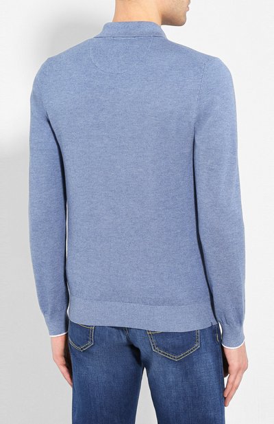 Поло из смеси хлопка и шелка FIORONI голубого цвета по цене 69550 руб., арт. MKL20600C1, фото 4 Поло из смеси хлопка и шелка FIORONI, арт. MKL20600C1, фото 4