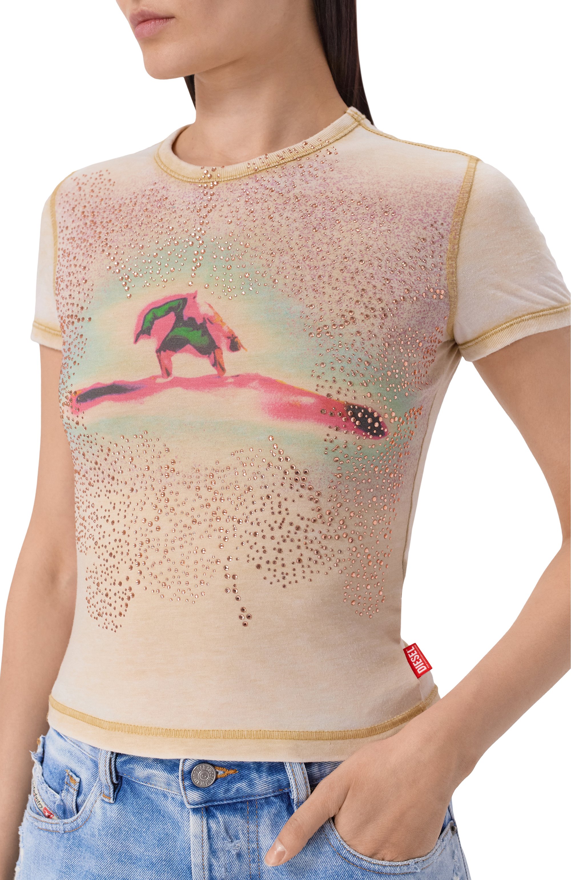 Футболка с отделкой стразами DIESEL, арт. A21826/0PLBQ, фото 5