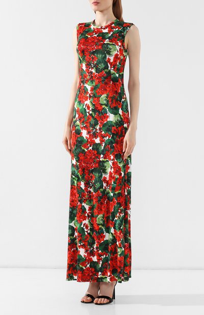 Платье с принтом DOLCE & GABBANA красного цвета по цене 228000 руб., арт. F6C3AT/FSG0W, фото 3 Платье с принтом DOLCE & GABBANA, арт. F6C3AT/FSG0W, фото 3