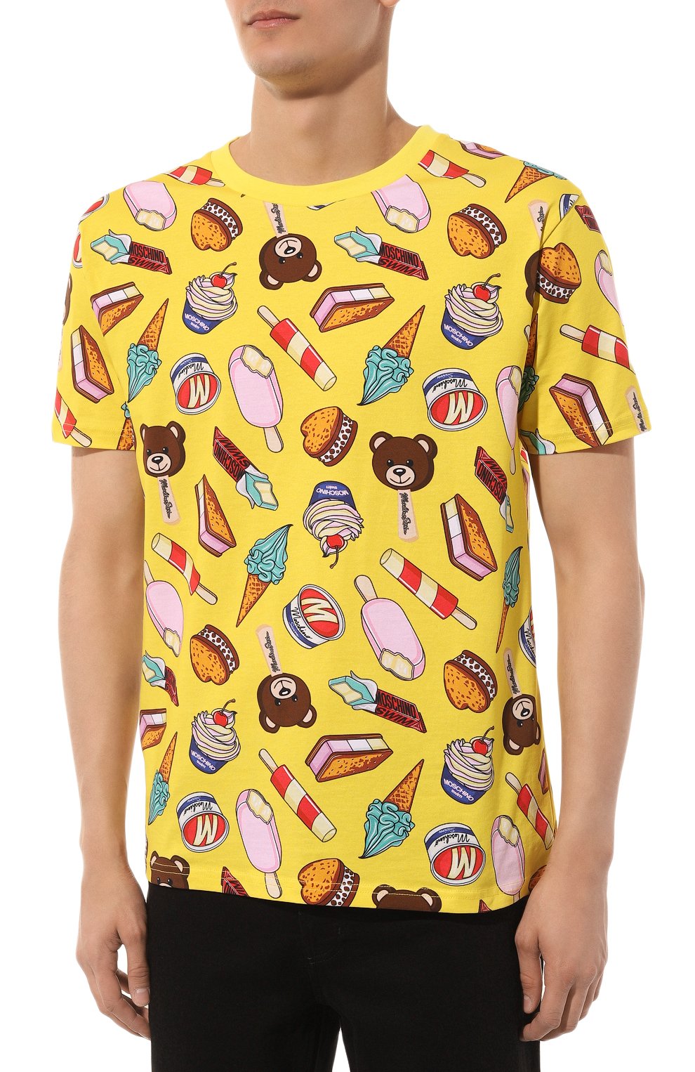 Хлопковая футболка MOSCHINO желтого цвета по цене 11000 руб., арт. A0712/9413, фото 3 Хлопковая футболка MOSCHINO, арт. A0712/9413, фото 3