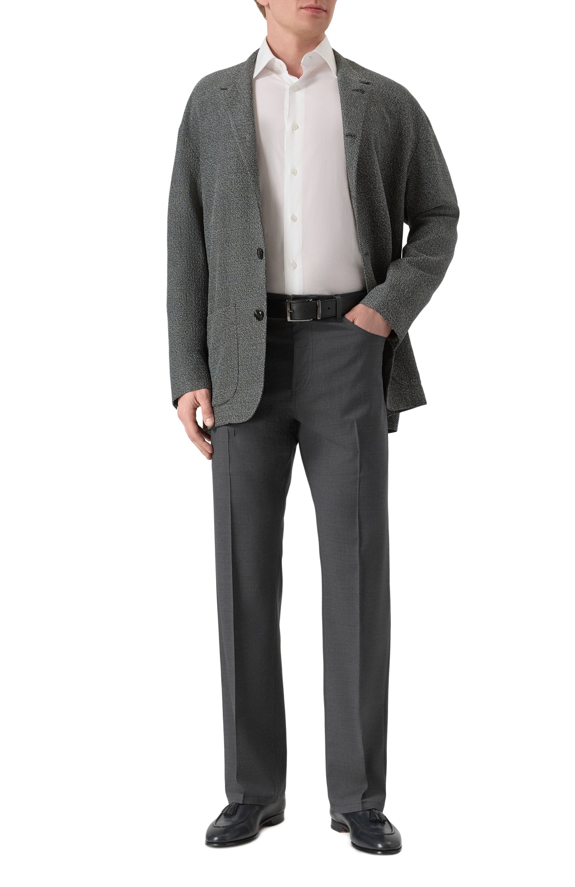 Шерстяные брюки CANALI темно-серого цвета по цене 56850 руб., арт. U7052/AR03652, фото 2 Шерстяные брюки CANALI, арт. U7052/AR03652, фото 2