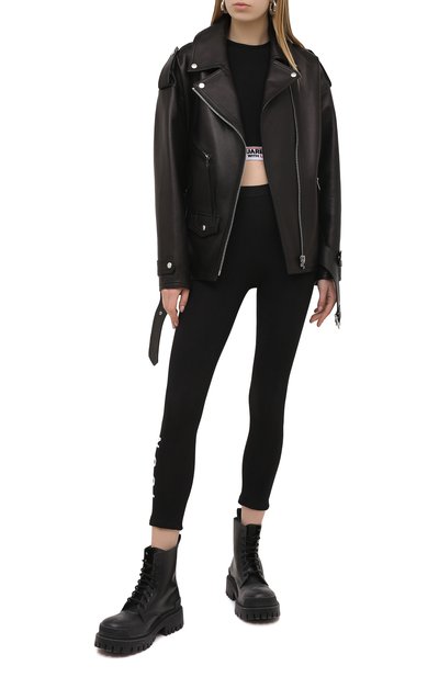 Хлопковый топ DSQUARED2 черного цвета по цене 16950 руб., арт. D8M263470, фото 2 Хлопковый топ DSQUARED2, арт. D8M263470, фото 2
