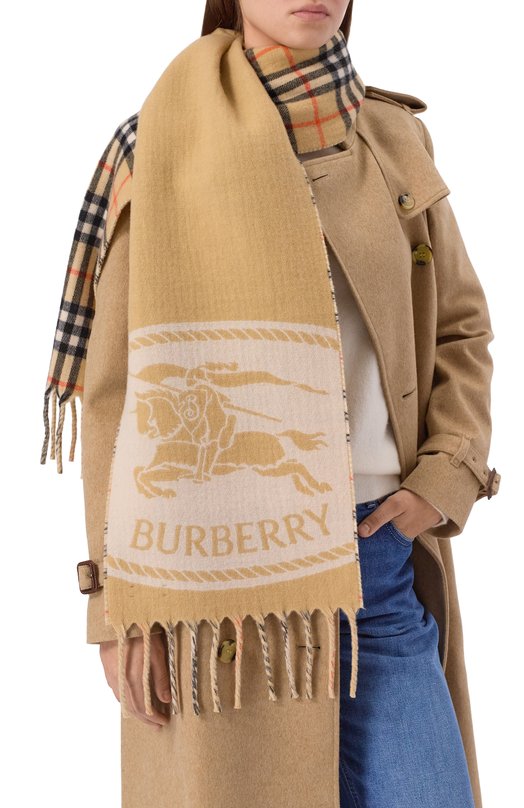 Двусторонний шарф из кашемира Burberry 8109751 Бежевый  8109751 Фото 2