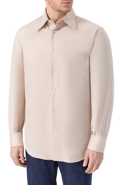 Хлопковая сорочка BRUNELLO CUCINELLI светло-бежевого цвета по цене 88800 руб., арт. MW6040621, фото 3 Хлопковая сорочка BRUNELLO CUCINELLI, арт. MW6040621, фото 3