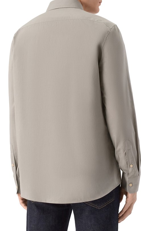 Хлопковая рубашка Brunello Cucinelli MA6740627 Хаки  MA6740627 Фото 4