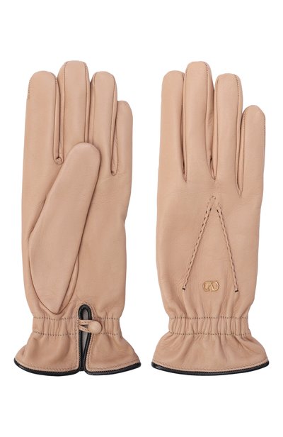 Кожаные перчатки VALENTINO бежевого цвета по цене 89950 руб., арт. 9W2GDA57/CZV, фото 2 Кожаные перчатки VALENTINO, арт. 9W2GDA57/CZV, фото 2