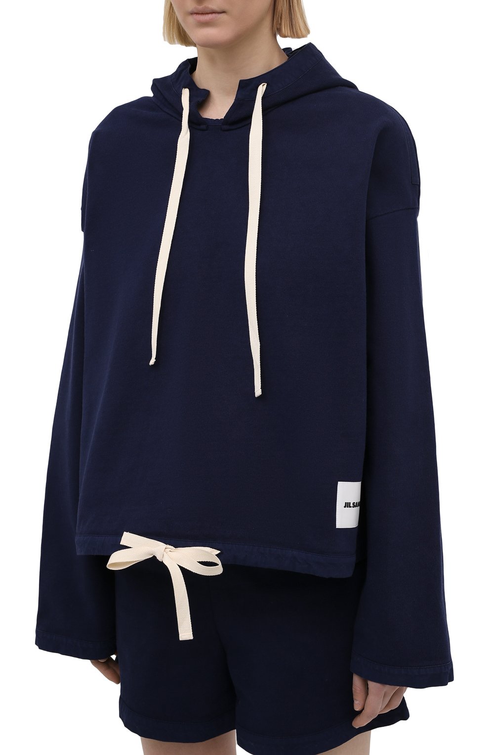 Хлопковое худи JIL SANDER темно-синего цвета по цене 57450 руб., арт. JPPS707520-WS248908A, фото 3 Хлопковое худи JIL SANDER, арт. JPPS707520-WS248908A, фото 3