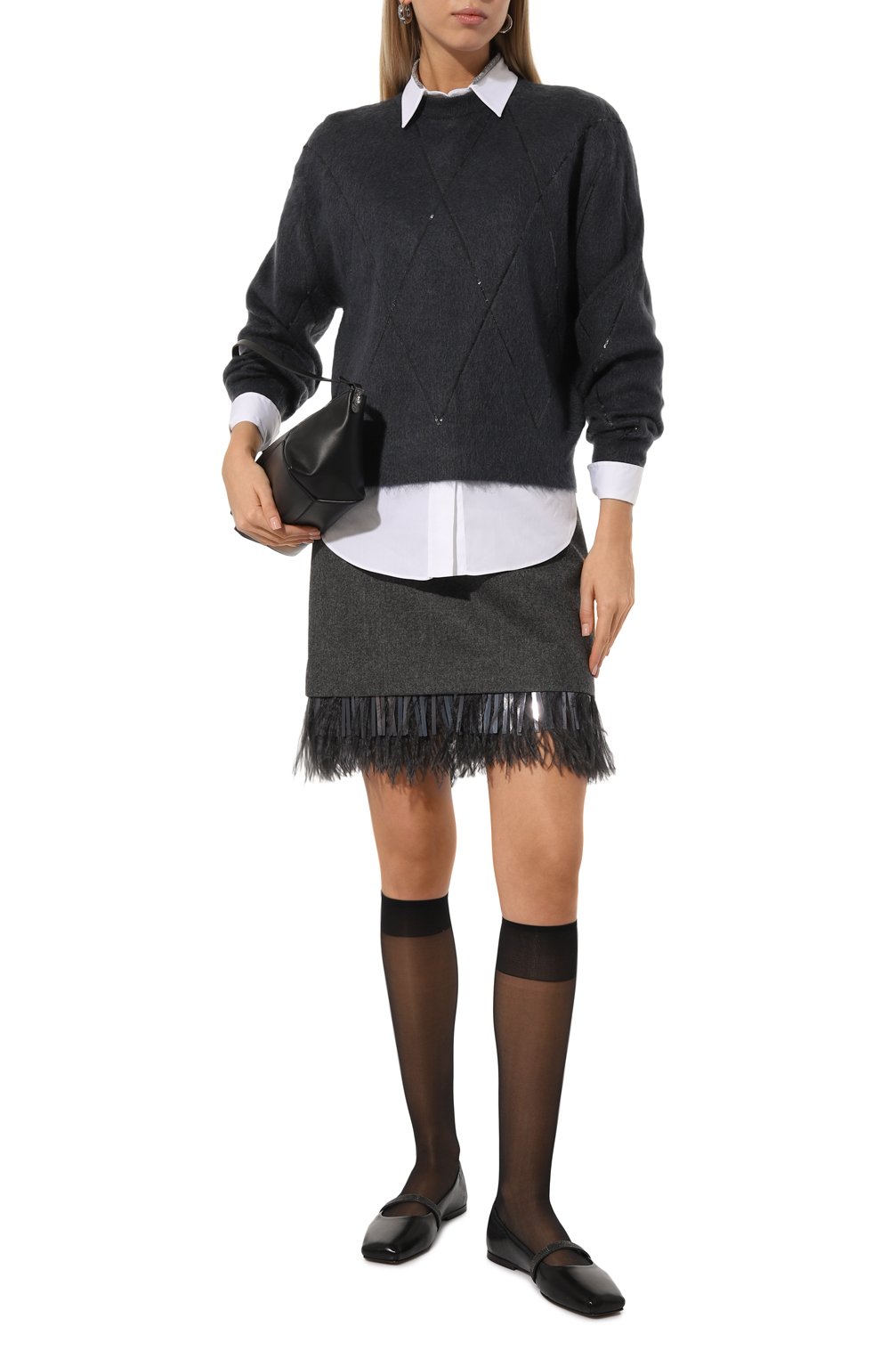 Юбка с отделкой перьями BRUNELLO CUCINELLI, арт. MD588G3702, фото 2