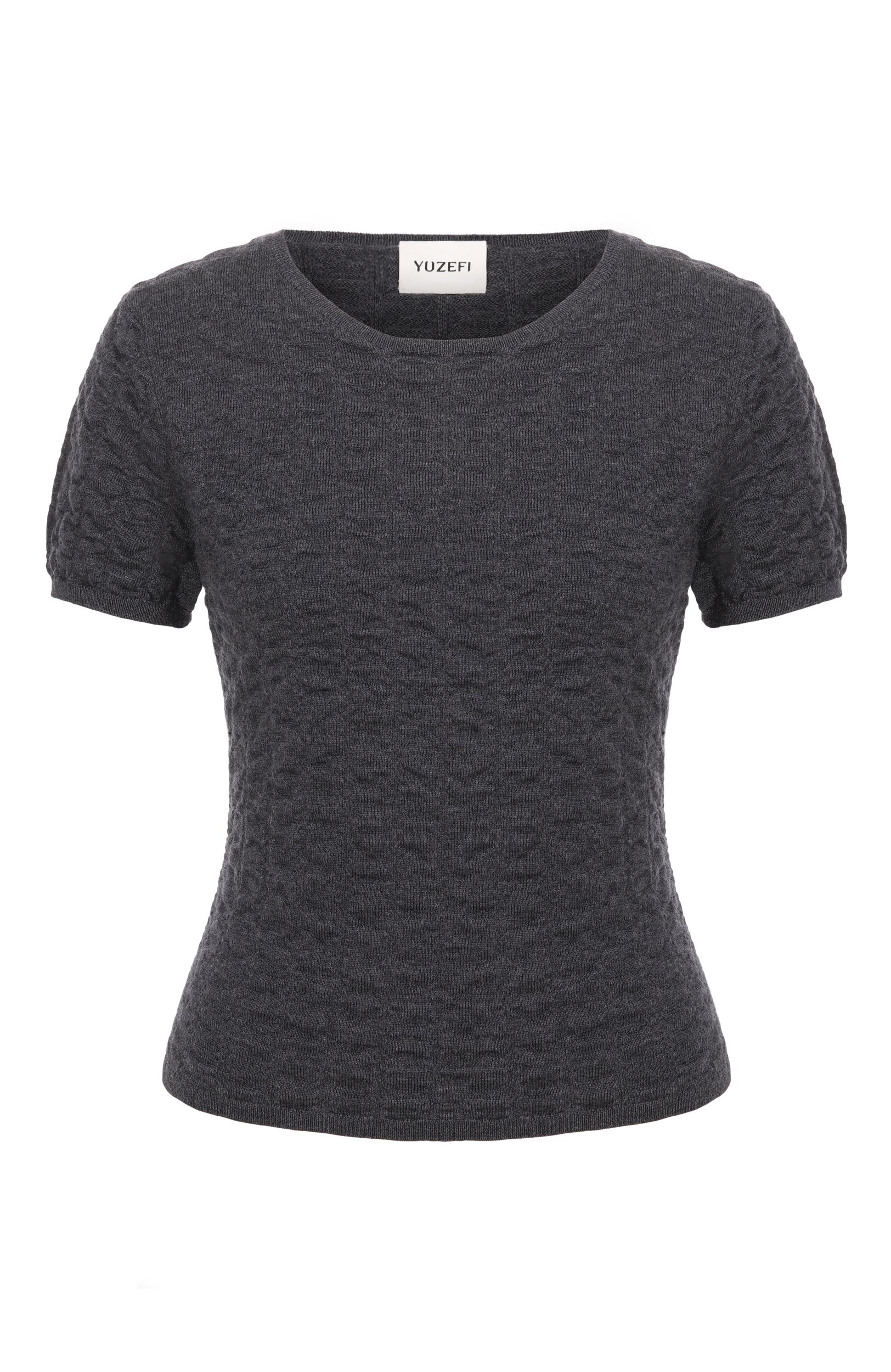 Шерстяной пуловер YUZEFI серого цвета по цене 33650 руб., арт. PARISSA-CREWNECK T0P, фото 1 Шерстяной пуловер YUZEFI, арт. PARISSA-CREWNECK T0P, фото 1