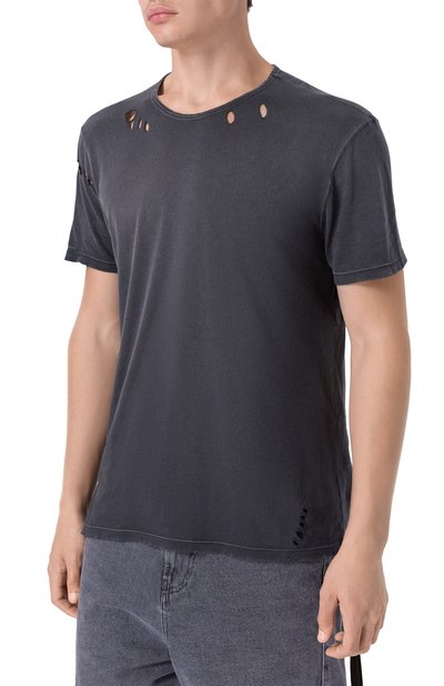 Хлопковая футболка ANN DEMEULEMEESTER темно-серого цвета по цене 49950 руб., арт. B0013414/FA638, фото 3 Хлопковая футболка ANN DEMEULEMEESTER, арт. B0013414/FA638, фото 3