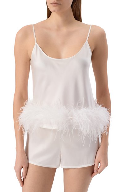 Шелковый топ с отделкой перьями EDOMO, арт. T002007FW2324, фото 3