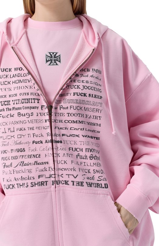 Хлопковая толстовка VETEMENTS ME76ZU209PX/1302 M0LLET0N Розовый  ME76ZU209PX/1302 M0LLET0N Фото 5