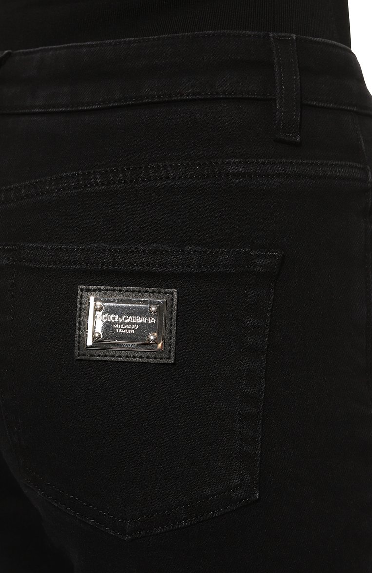 Женские джинсы DOLCE & GABBANA черного цвета, арт. FTC0WD/G8GZ4 | Фото 5 (Стили: Кэжуэл; Материал внешний: Деним, Хлопок; Кросс-КТ: Деним; Длина (брюки, джинсы): Удлиненные; Силуэт Ж (брюки и джинсы): Расклешенные; Автоматизация ТО: Проставлено; Автоматизация состава: Проставлено)