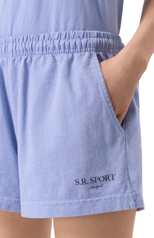 Хлопковые шорты Sporty and Rich SH037612304BL59 Голубой  SH037612304BL59 Фото 5