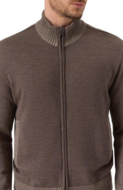 Шерстяной кардиган Paul&Shark 15311205/3XL-6XL Коричневый  15311205/3XL-6XL Фото 5