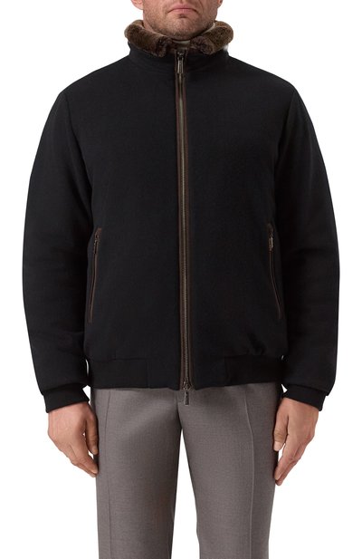 Пуховый бомбер bellati-mrw с отделкой из овчины MOORER черного цвета по цене 299500 руб., арт. BELLATI/MRW, фото 3 Пуховый бомбер bellati-mrw с отделкой из овчины MOORER, арт. BELLATI/MRW, фото 3