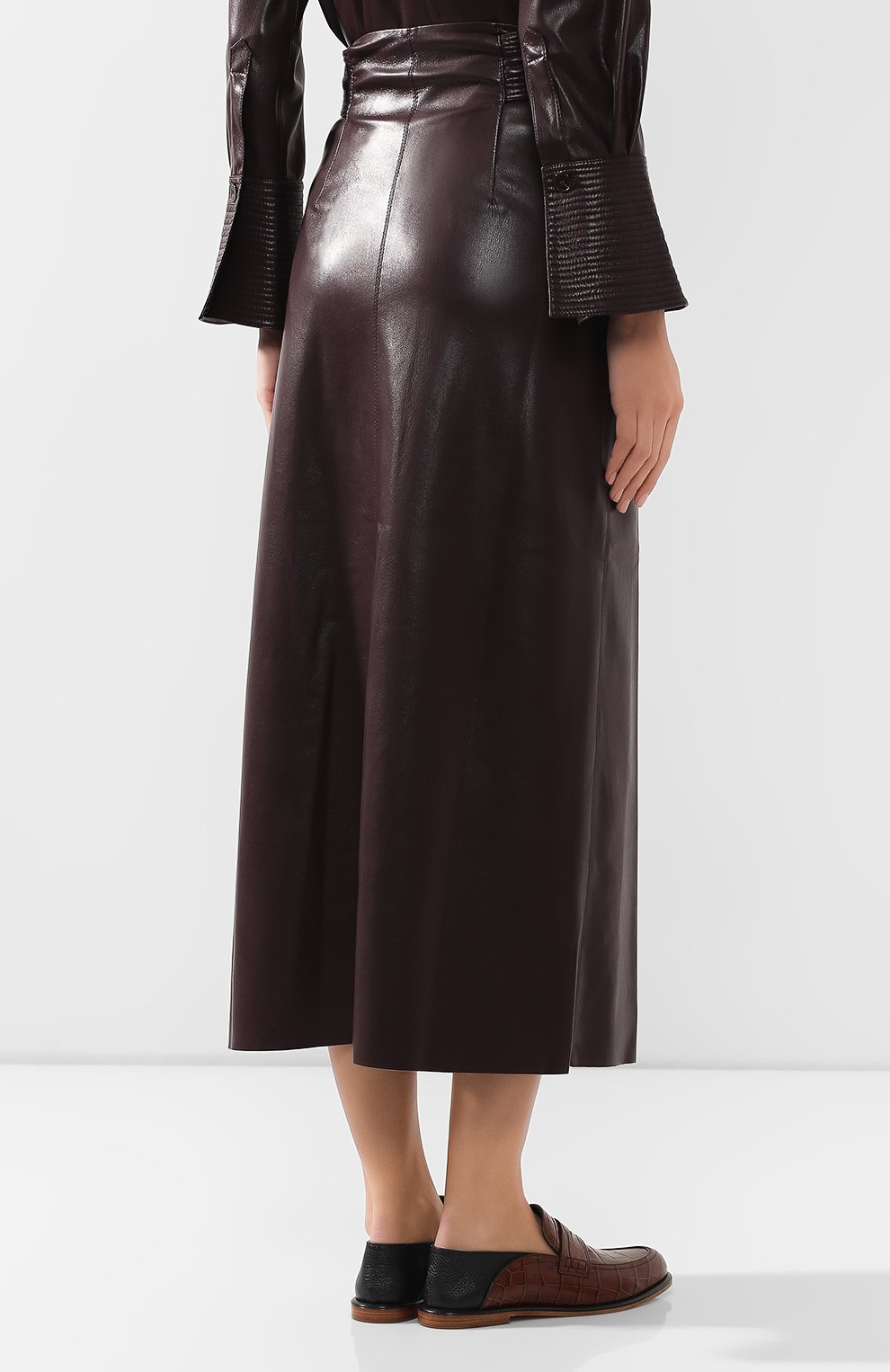 Юбка с поясом NANUSHKA, арт. ARFEN_AUBERGINE_VEGAN LEATHER, фото 4