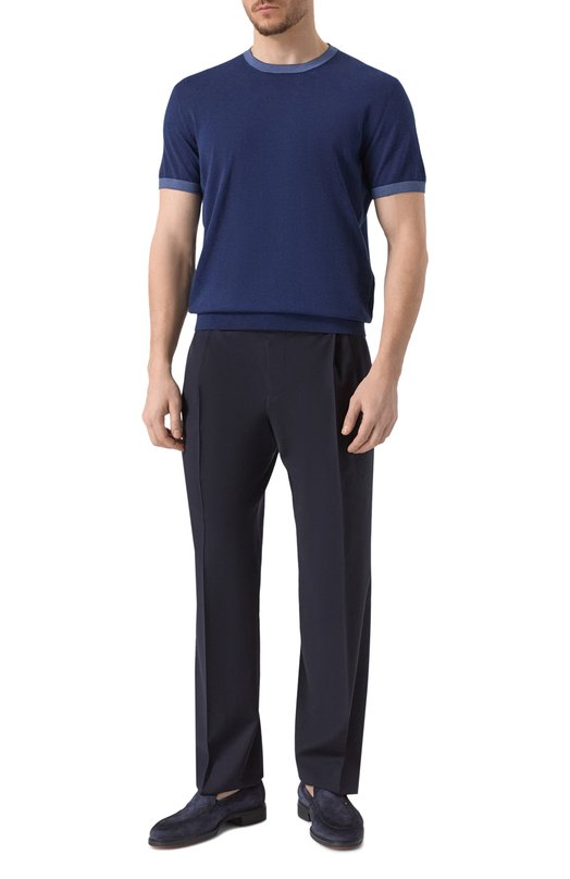 Джемпер из хлопка и шелка Corneliani 25M520-2525102 Синий  25M520-2525102 Фото 2
