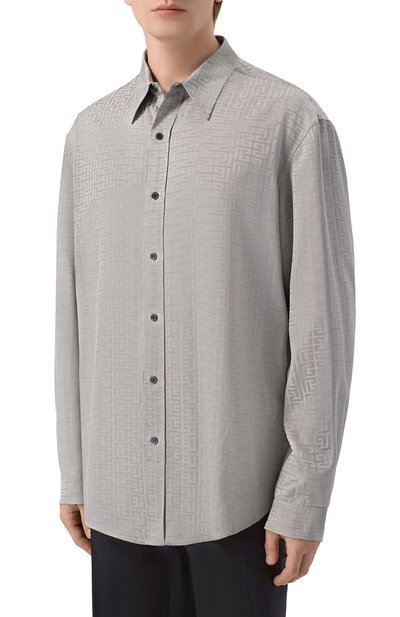 Рубашка из вискозы BALMAIN серого цвета по цене 157000 руб., арт. GH1HS555/VI74, фото 3 Рубашка из вискозы BALMAIN, арт. GH1HS555/VI74, фото 3