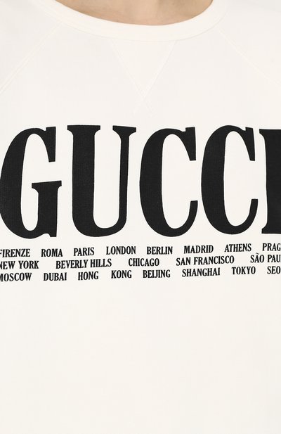 Хлопковый пуловер с круглым вырезом и логотипом бренда GUCCI, арт. 517139/X3M10, фото 5