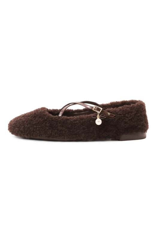 Меховые балетки Eleri из овчины Jimmy Choo ELERI BALLERINA/S/QKA Коричневый  ELERI BALLERINA/S/QKA Фото 4