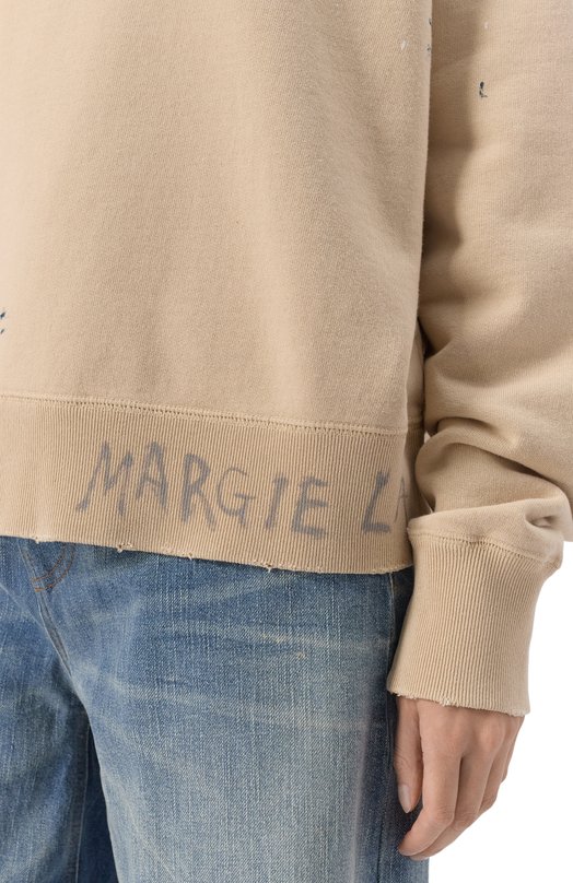 Хлопковый свитшот Maison Margiela S50GU0237/M25019 Бежевый  S50GU0237/M25019 Фото 5
