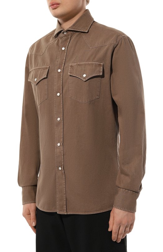Джинсовая рубашка Brunello Cucinelli M192P4008 Коричневый  M192P4008 Фото 3