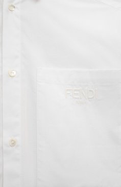 Детское хлопковая рубашка FENDI белого цвета, арт. JFC106/A0CV/8A-12+ | Фото 3 (Материал внешний: Хлопок; Рукава: Длинные; Драгоценные камни: Проставлено; Материал сплава: Проставлено; Случай: Повседневный; Ростовка одежда: 9 лет | 134 см, 10 - 11 лет | 140 - 146см, 12 лет | 152 см, 13 - 15 лет | 158 см)