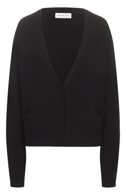 Женский шерстяной кардиган DRIES VAN NOTEN черного цвета, арт. 251-011211-1700 | Фото 1 (Длина (для топов): Стандартные; Рукава: Длинные; Драгоценные камни: Проставлено; Материал сплава: Проставлено; Материал внешний: Шерсть)