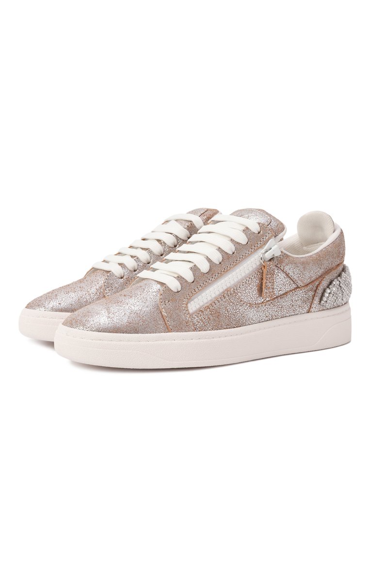 Женские кожаные кеды gail GIUSEPPE ZANOTTI DESIGN серебряного цвета, арт. RS50005 | Фото 1 (Материал внутрен�ний: Текстиль; Материал внешний: Натуральная кожа; Подошва: Платформа; Кросс-КТ: Низкие; Стили: Кэжуэл; Материал утеплителя: Без утеплителя)