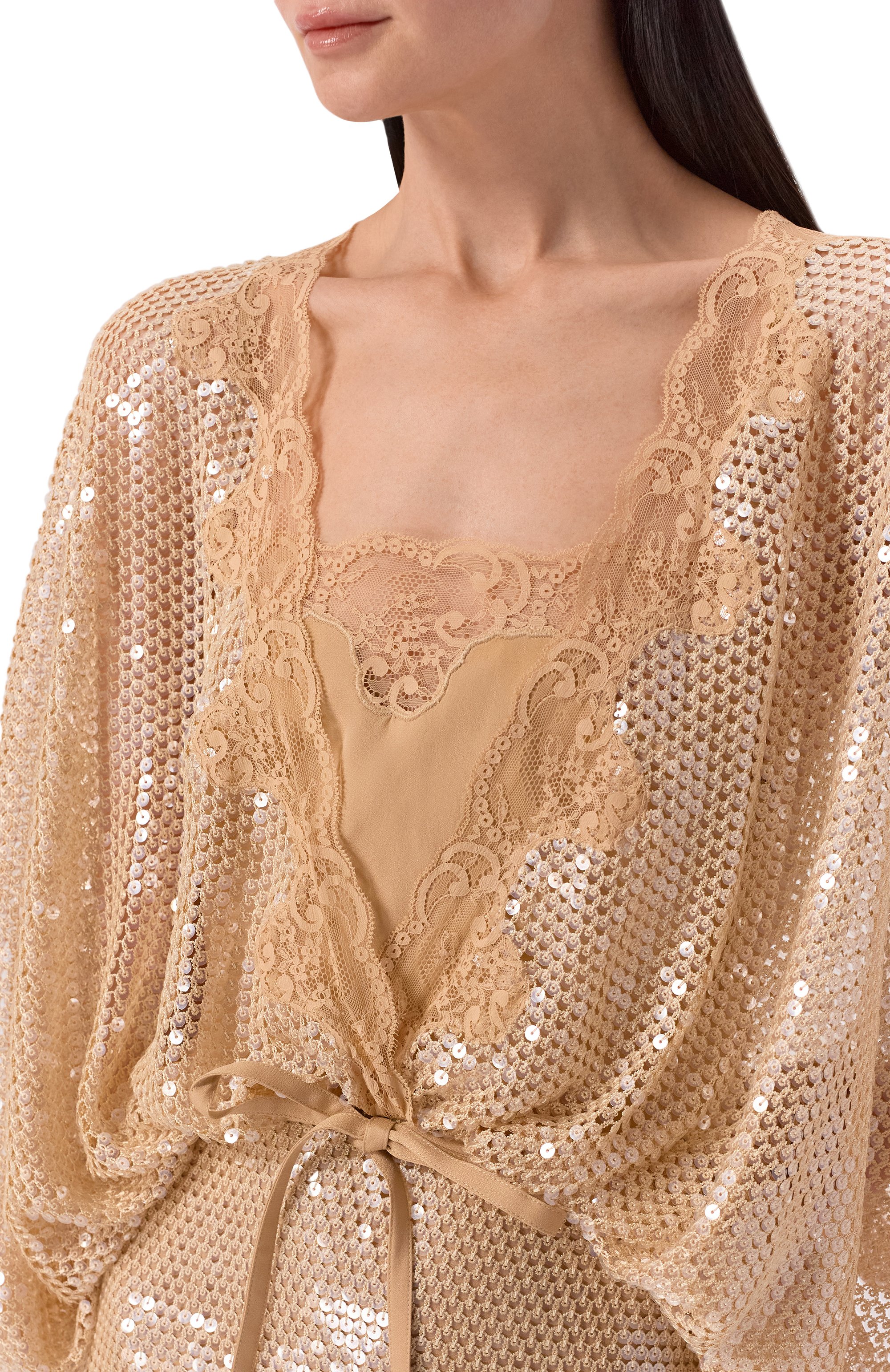 Платье с отделкой пайетками ELIE SAAB, арт. D1046NR26/TUL03, фото 4